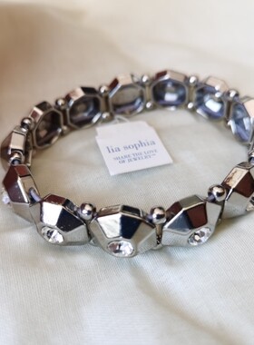 D3青岛外贸饰品欧美风潮流时尚百搭金属质感闪钻弹力松紧手镯手链