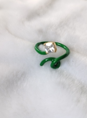 青岛外贸饰品指环简洁气质高档珐琅彩滴釉黄铜镀真金方形锆石戒指