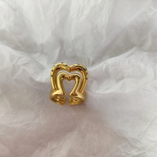 青岛外贸饰品指环镀真金黄铜材质高级感气质镶嵌锆石皇冠活扣戒指