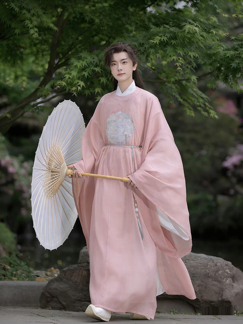 桃之唐制圆领袍绣花汉服套装