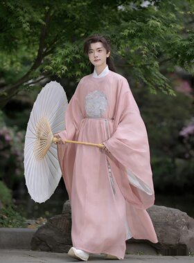 桃之唐制圆领袍绣花汉服套装