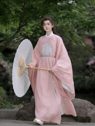桃之唐制圆领袍绣花汉服套装