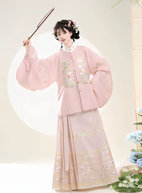 成人汉服【桂花兔】明制立领刺绣补服琵琶袖马面裙春秋套装