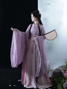 半夏正品魏晋风成人汉服女学生印花交领广袖中国风八破裙古装日常