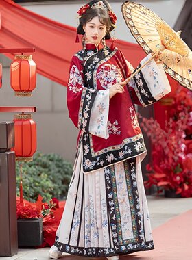清汉女清代服饰汉服刺绣马面裙