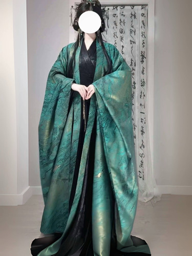 南辰魏晋改良鎏金长袍汉服套装