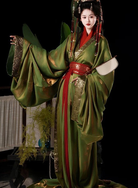 绿色春夏战国原创复原汉服红色交领古装日常传统古风直裾放量新款