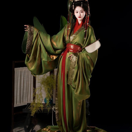 绿色春夏战国袍原创复原汉服红色交领古装日常传统古风直裾放量款