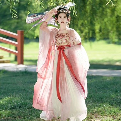 唐制汉服女诃子裙刺绣绣花春夏款