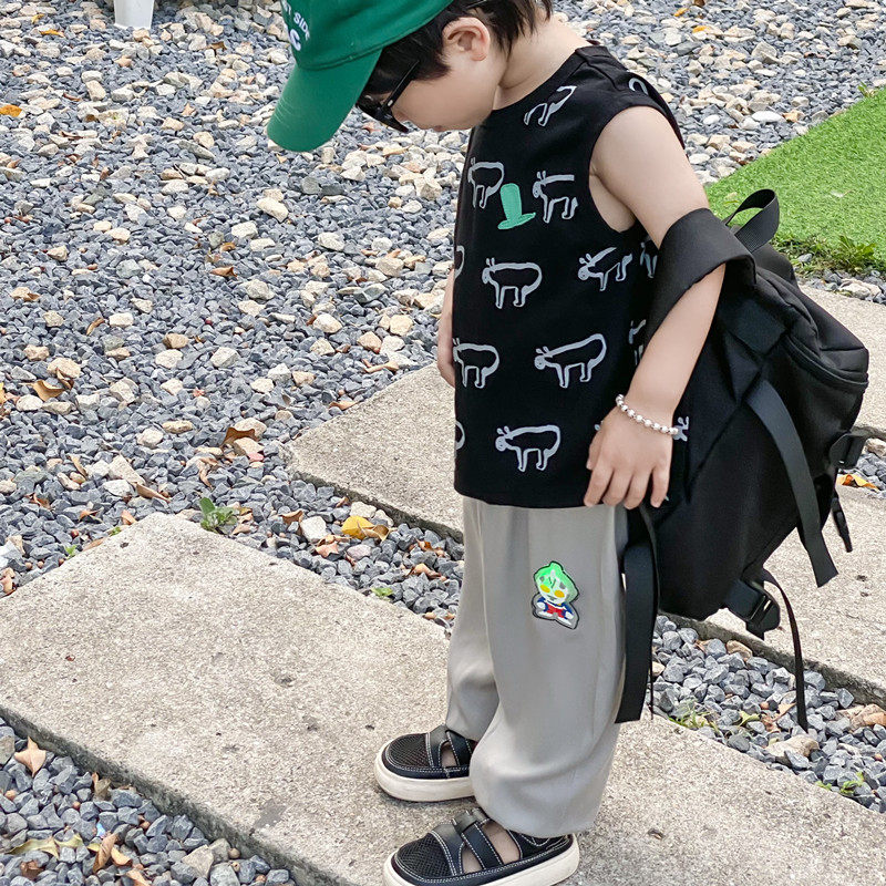 宝宝夏款薄裤子冰丝纯棉防蚊裤男童女童发光亮灯运动休闲空调长裤
