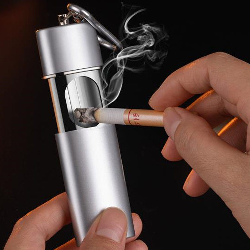 便携式烟灰缸带盖车载迷你烟盒日式环保户外口袋烟灰盒金属小烟缸