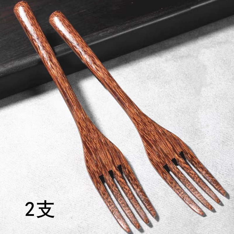 2支水果蛋糕叉实木叉子木制餐叉