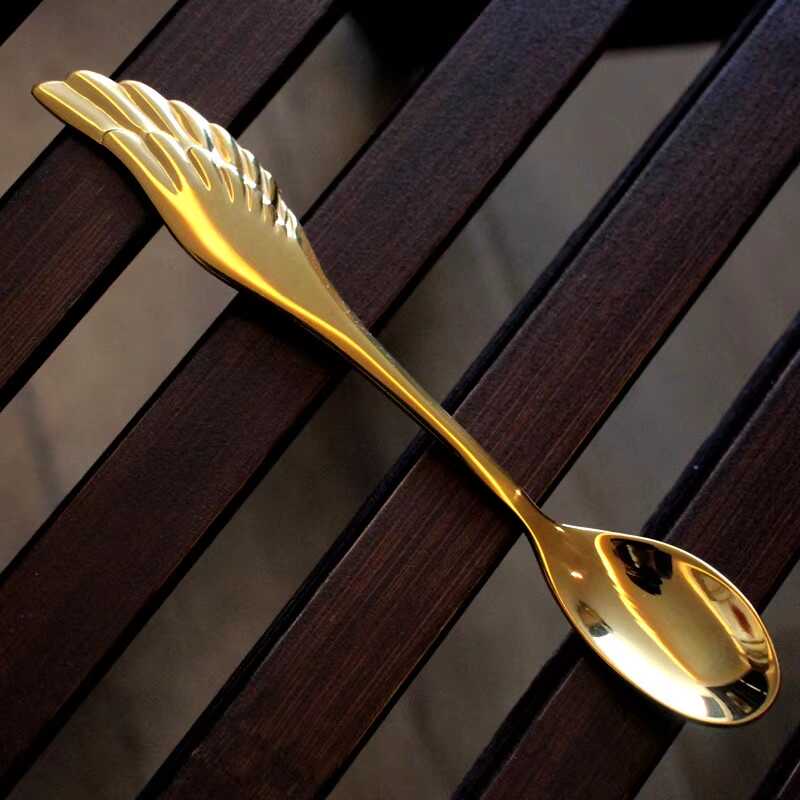 天使翅膀304不锈钢咖啡搅拌勺子