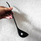 日式 哑光黑色合金大汤勺家用不粘锅专用长柄盛粥喝汤稀饭勺耐高温