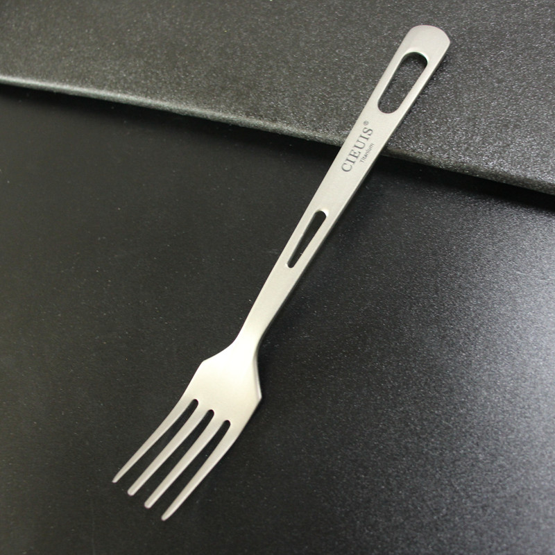 纯钛餐具叉子牛排叉长柄砂光高颜值家用便携户外钛餐叉水果沙拉叉