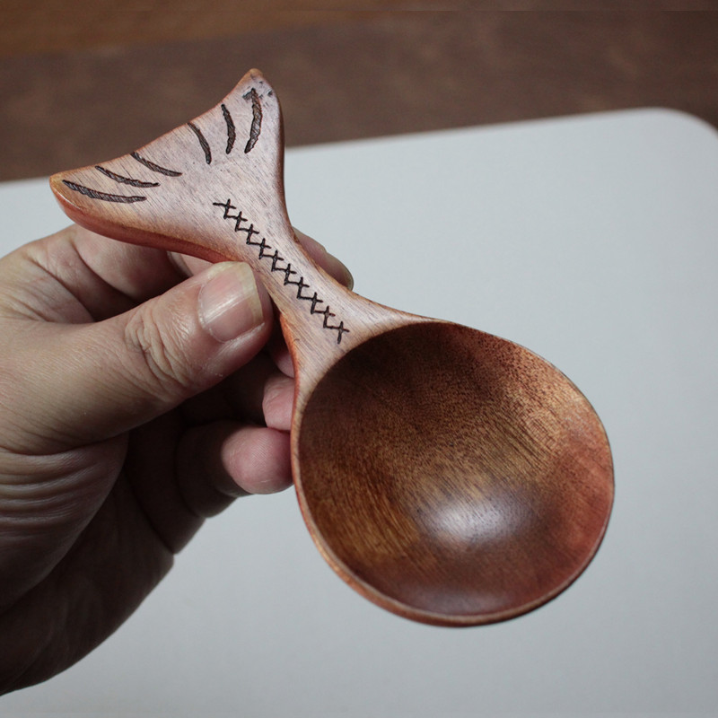 木汤匙甜品勺日式楠木短柄小汤勺