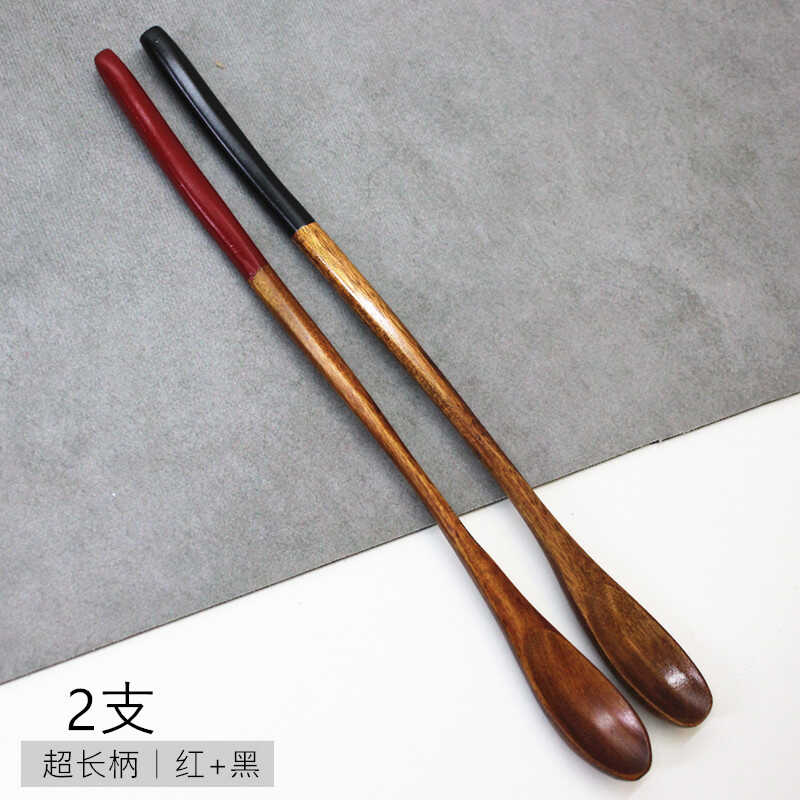 超细长柄咖啡勺长柄木质蜂蜜勺日式复古原木搅拌棒家用实木小长勺