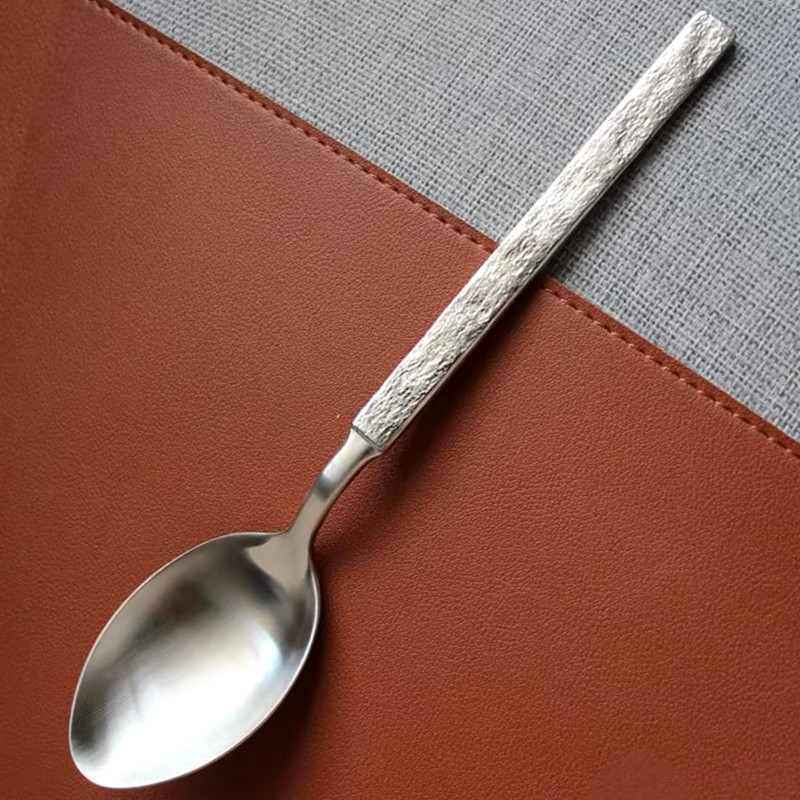 304餐勺汤匙喝汤勺高档岩纹哑光