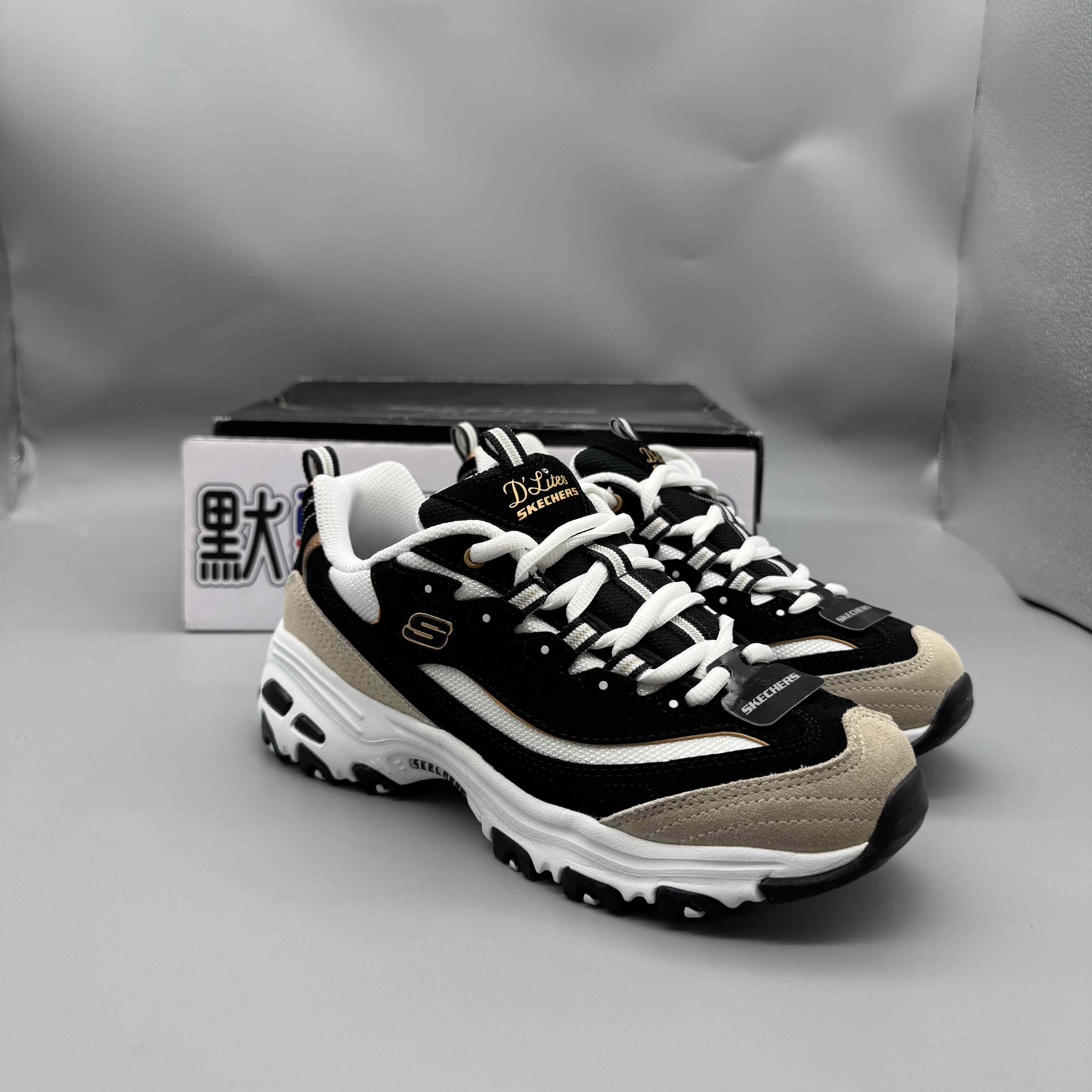 Skechers斯凯奇夏季女款黑白金熊猫老爹鞋厚底休闲运动鞋66666228