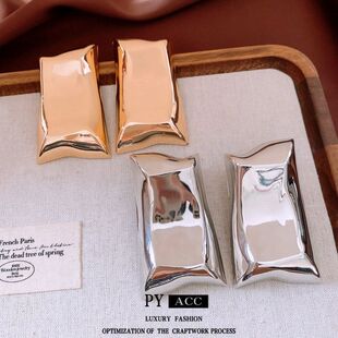 吊坠耳环高级感长方形耳饰光面百搭钢针气质耳钉设计欧美时尚小众