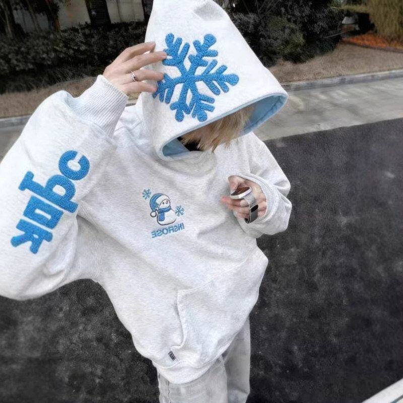外套卫衣连帽上衣春秋高街设计感刺绣潮美式字母情侣寄冬男女小众