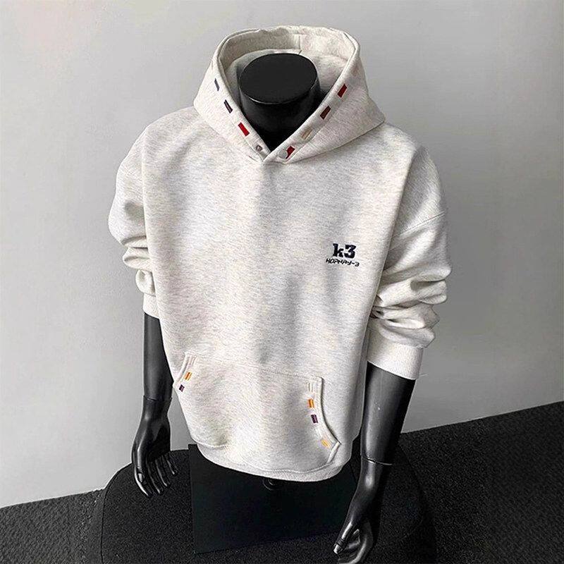 hi连帽c500g灰色卫衣外套美式白花潮牌c重磅男慵懒刺绣青少年冬季