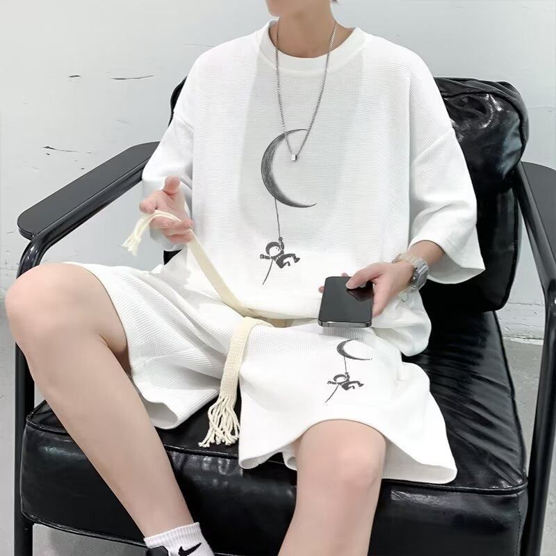 帅气潮套装短袖酷帅夏天穿搭配男生夏季搭时尚休闲一整套男装运动