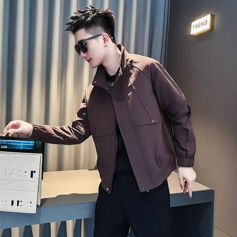 外套风男士上衣男立领新款痞帅潮牌2025休闲夹克男装潮流解构冬季