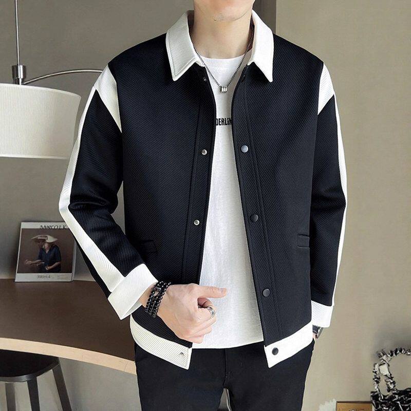 高级感男装男衣服撞色轻熟夹克风潮牌休闲痞帅新款上秋季外套拼接