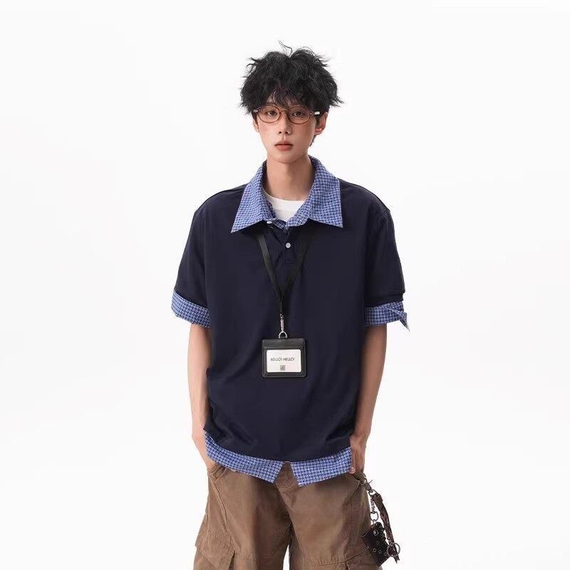 上衣假两件男女olo简约T恤学院