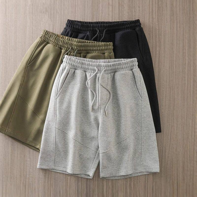 男2025运动中裤美式宽松卫裤新款休闲短裤360G五分裤夏季重磅灰色