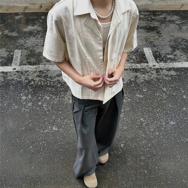 短袖衬衫领休闲古巴衬衣风夏季