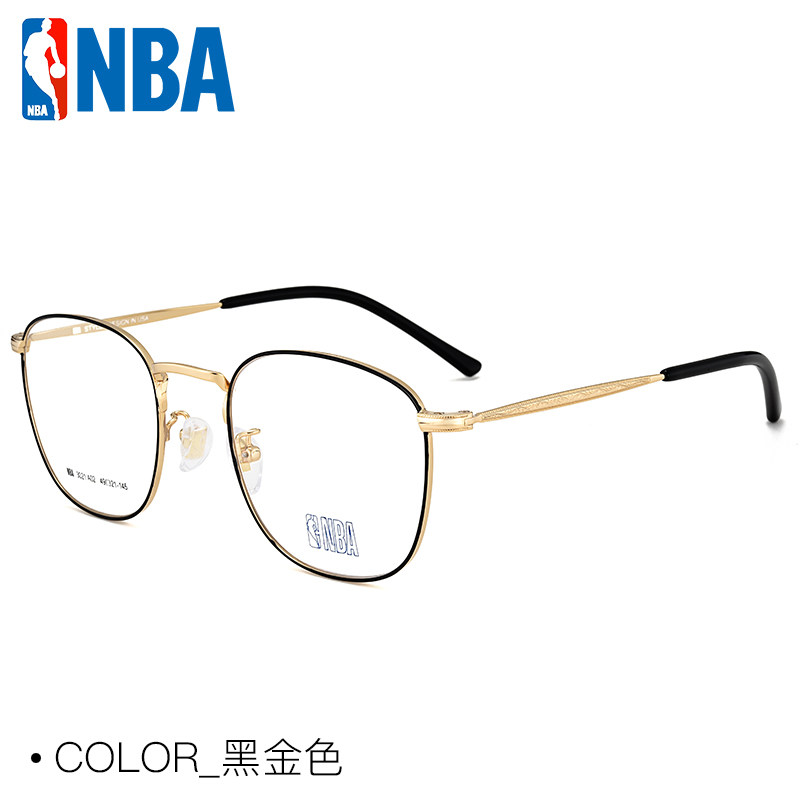 正品NBA3021 眼镜框圆形文艺近视架男女潮款黑金属框配防蓝光镜片