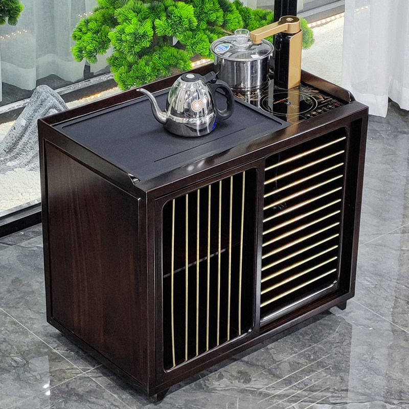 花梨木沙比利木可移动茶车茶柜实木小茶台家用茶柜茶桌边几