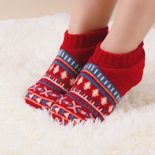 地板袜男女成人冬季 加绒加厚跨境暖脚防滑居家保暖巨厚毛线袜套