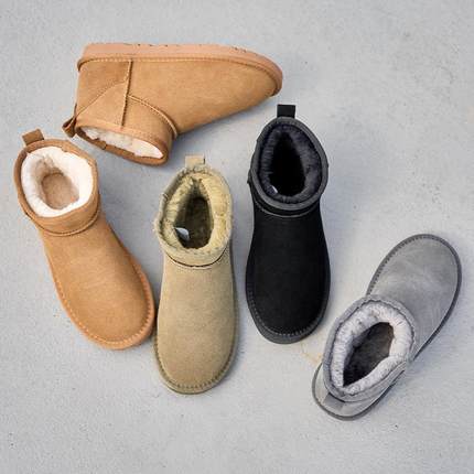 周冬雨同款雪地靴女皮毛一体经典短筒保暖加绒加厚mini