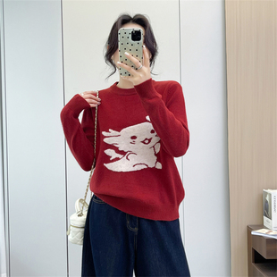 惠衣阁秋冬女长袖针织衫提花毛衣韩版宽松休闲短款羊毛衫外套