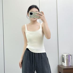 弹力加绒打底衫 修身 磨毛吊带 带胸垫背心韩版 惠衣阁女棉质吊带衫