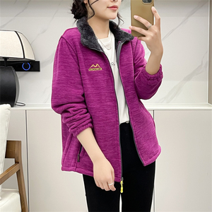 惠衣阁秋季女摇粒绒卫衣长袖立领卫衣宽松休闲轻便保暖加绒外套