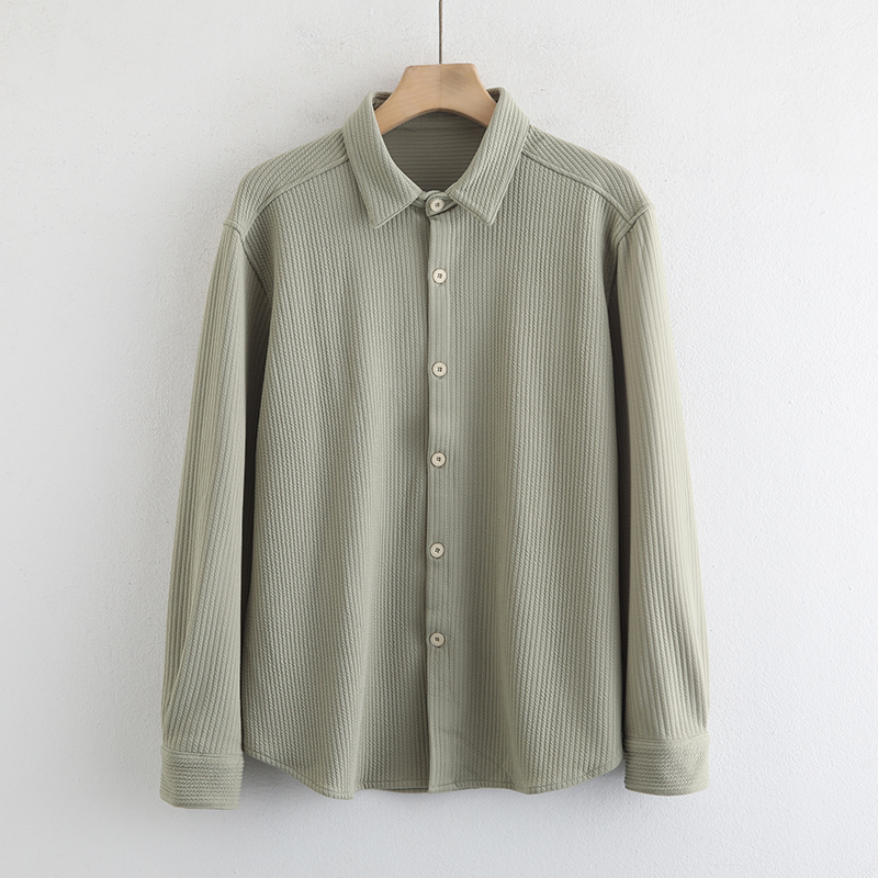 惠衣阁秋季男士长袖衬衫薄外套韩版宽松休闲竖条纹加厚衬衫上衣