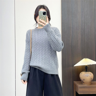 惠衣阁秋冬女长袖毛衣小高领针织衫韩版宽松休闲麻花羊毛衫