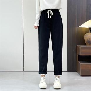 加厚运动长裤 惠衣阁春女棉质松紧腰高腰运动裤 宽松休闲裤 韩版 卫裤