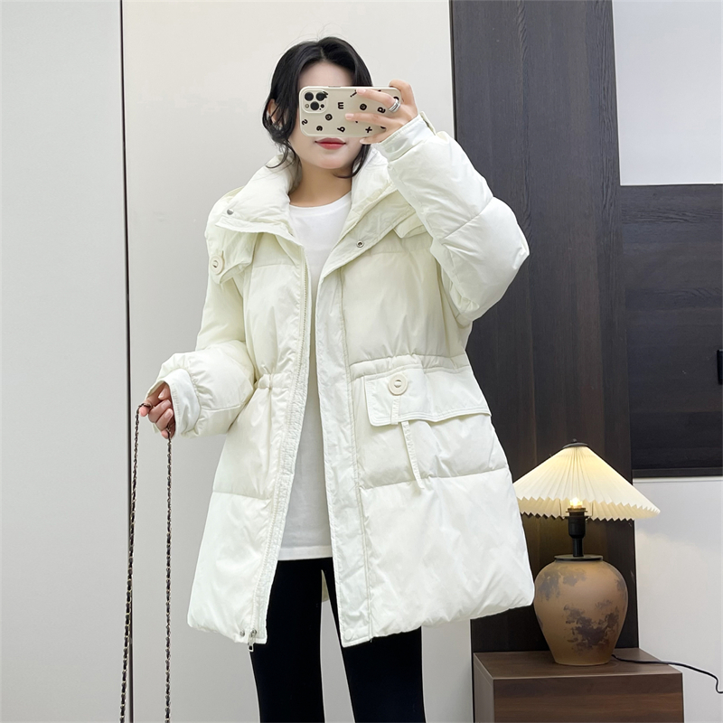 惠衣阁秋冬女连帽羽绒服中长款羽绒服韩版宽松加厚保暖羽绒外套