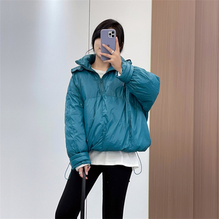 包邮惠衣阁冬女连帽羽绒服半套头羽绒外套宽松休闲白鸭绒羽绒外套