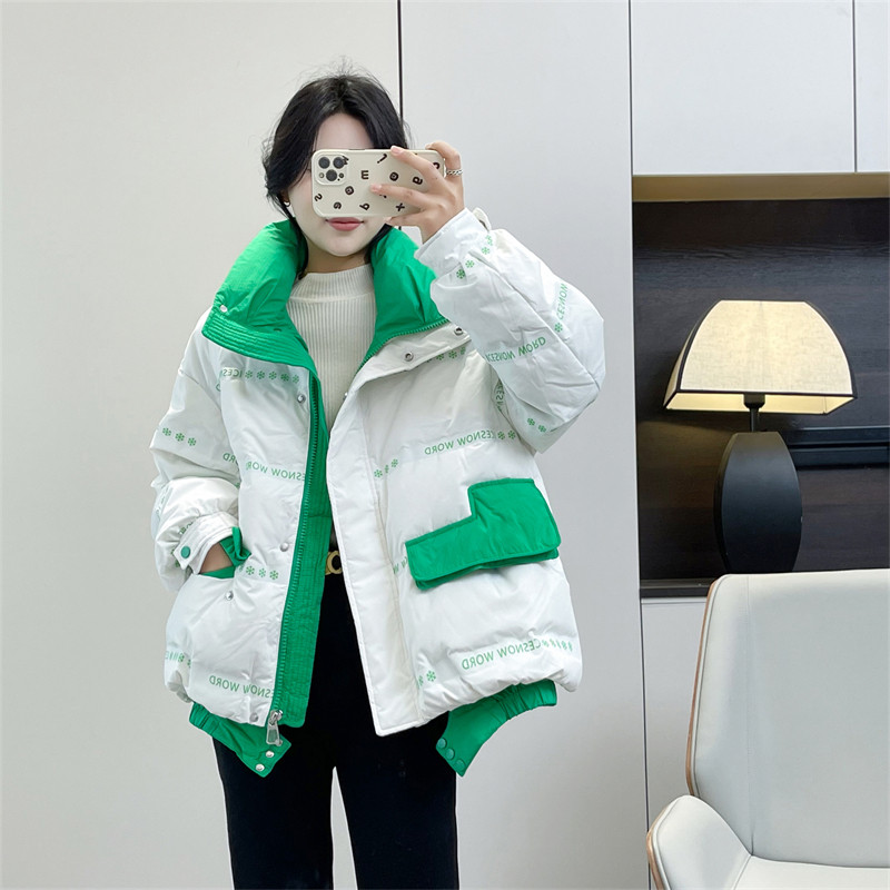 惠衣阁冬女白色羽绒服立领羽绒服韩版宽松加厚保暖短款羽绒外套