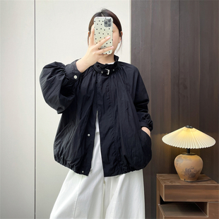 惠衣阁秋季女棉质长袖立领外套韩版宽松休闲工装外套夹克外套