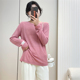宽松休闲纯色百搭T恤打底衫 圆领上衣韩版 t恤衫 惠衣阁春女棉质长袖