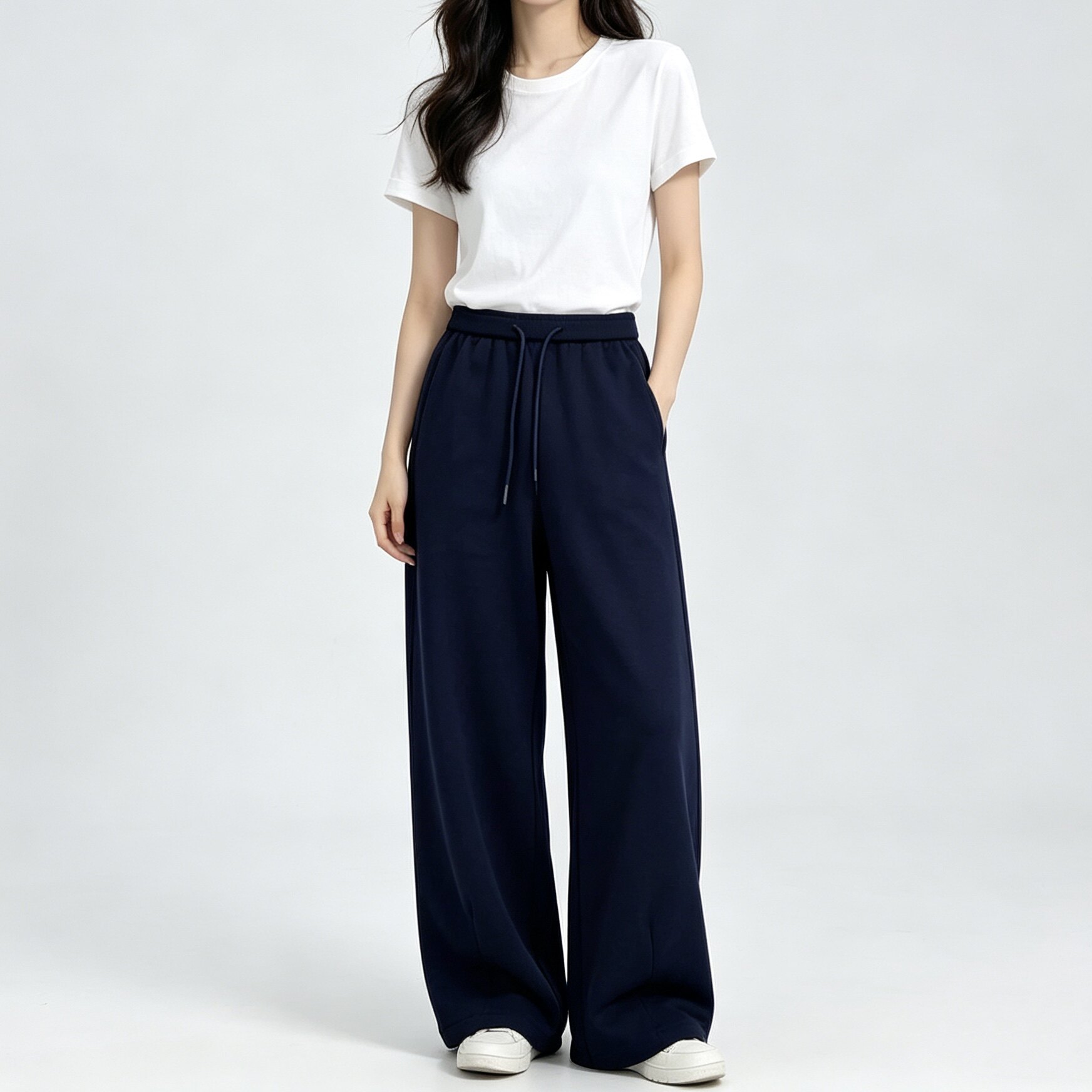 惠衣阁春夏女棉质松紧腰长裤运动裤韩版宽松休闲裤弯刀裤香蕉裤