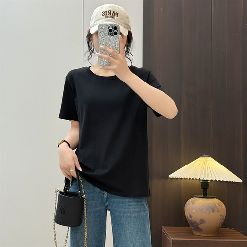 惠衣阁春夏女棉质短袖t恤衫圆领上衣纯色内搭T恤休闲百搭基础t恤