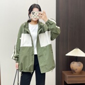 惠衣阁春季 外套学院风外套 宽松休闲工装 女连帽外套中长款 外套韩版